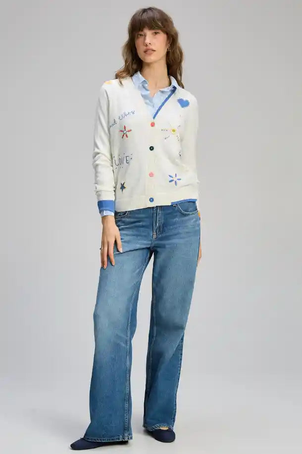 Zaket & Plover Good Energy Cardi in Winter White