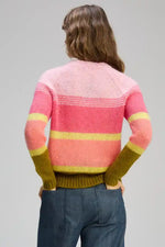 Zaket & Plover Kid Mohair Lines Crew Sweater in Neon Sorbet