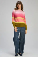 Zaket & Plover Kid Mohair Lines Crew Sweater in Neon Sorbet
