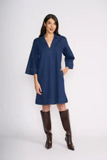 FOIL Short Cut Dress in Indigo