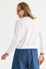 Zaket & Plover Pointelle Zip Cardi in White
