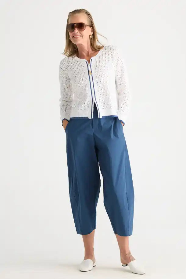Zaket & Plover Pointelle Zip Cardi in White
