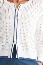 Zaket & Plover Pointelle Zip Cardi in White