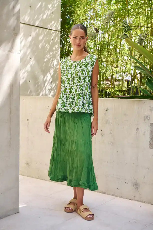 Namastai Oak Meadow Top in Green and White