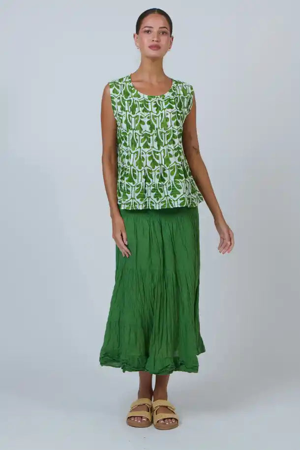 Namastai Oak Meadow Top in Green and White