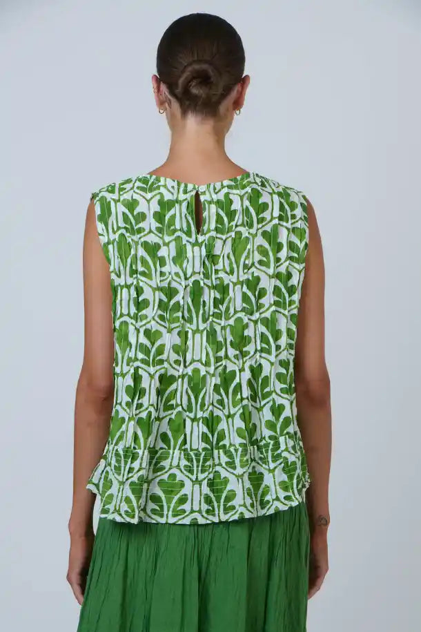 Namastai Oak Meadow Top in Green and White