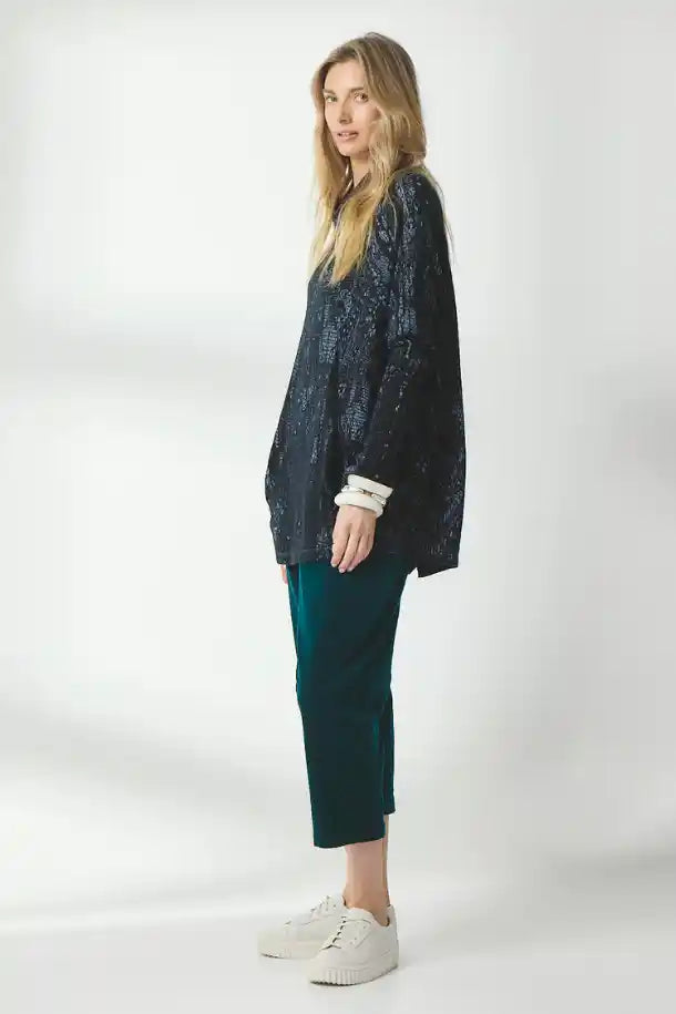 Valia Pippa Velvet Pant in Deep Sea