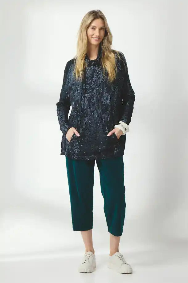 Valia Pippa Velvet Pant in Deep Sea