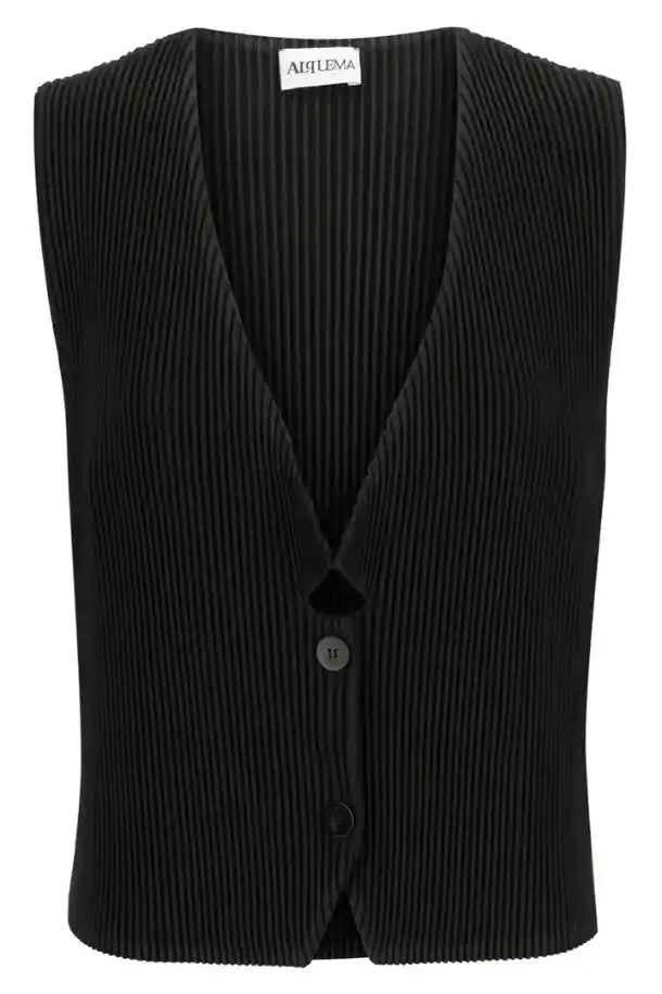 Alquema Plisse Vest in Black