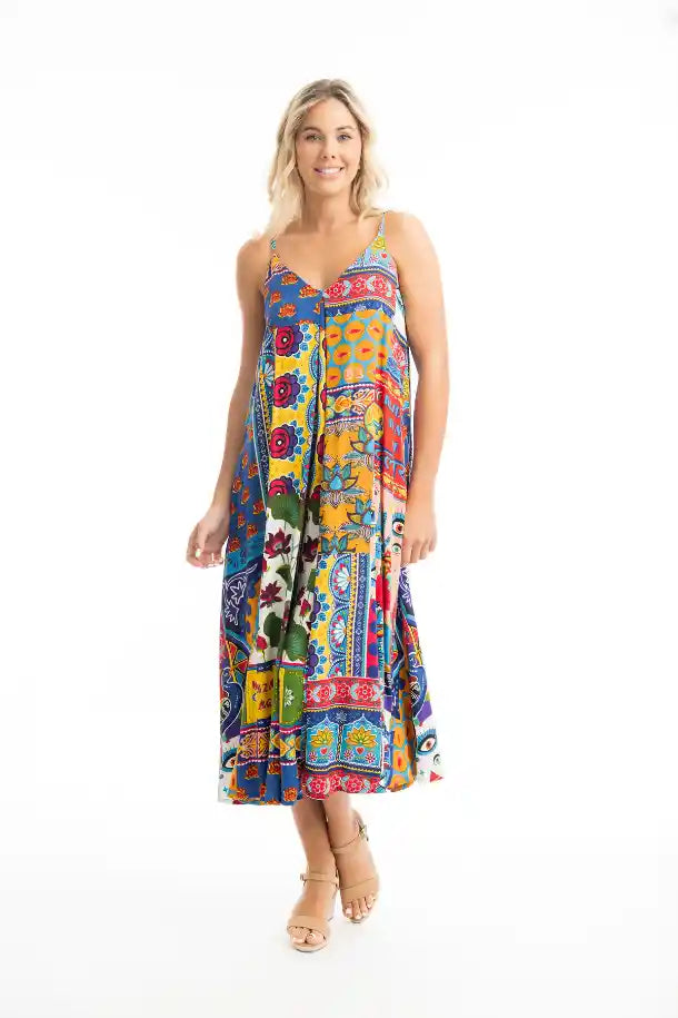 Orientique Amritsar Strappy Dress in Print