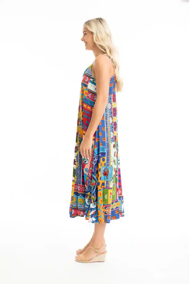 Orientique Amritsar Strappy Dress in Print