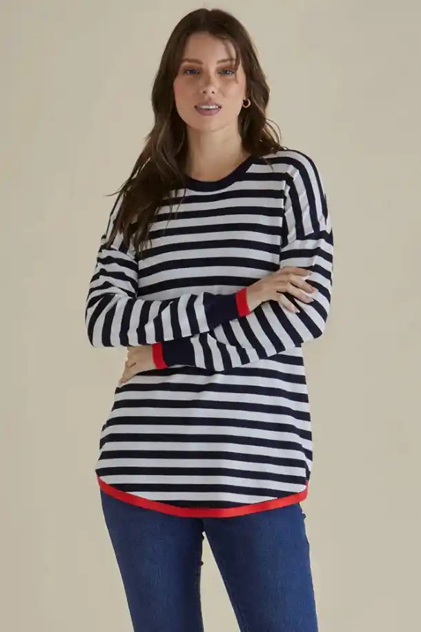 Betty Basics Sophie Knit Jumper in Navy Stripe