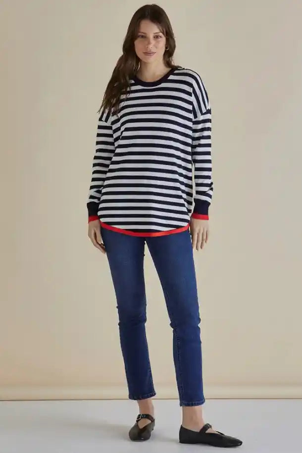 Betty Basics Sophie Knit Jumper in Navy Stripe