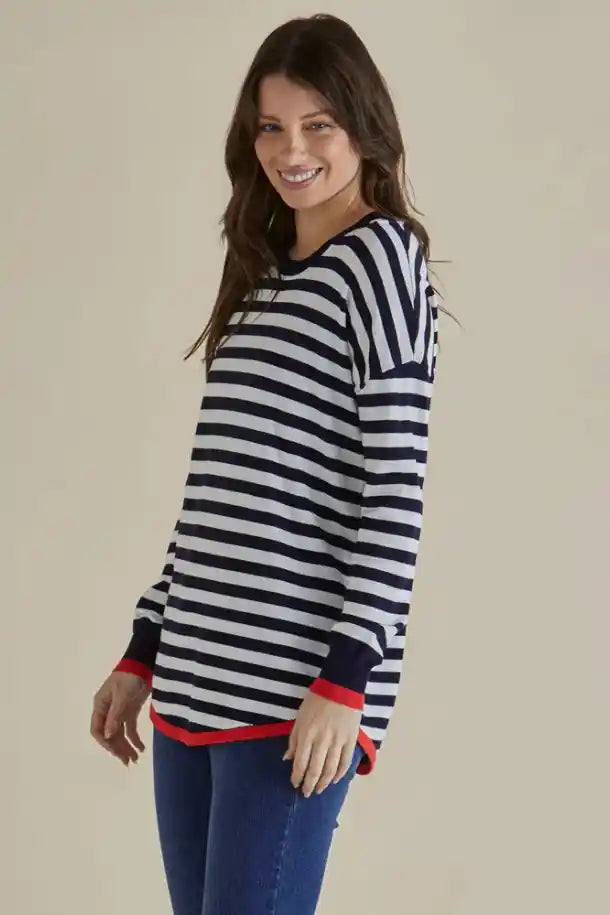 Betty Basics Sophie Knit Jumper in Navy Stripe