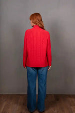 Bridge & Lord Cable Raglan Pullover in Cayenne Red