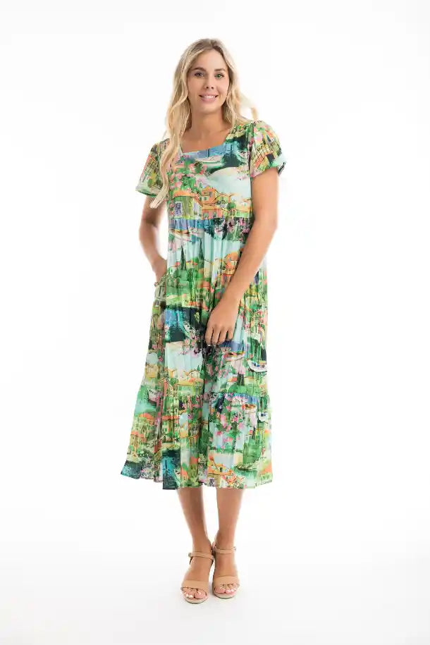 Orientique Bellagio Midi Dress in Print