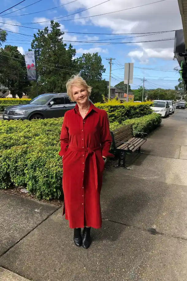 Blueberry Cord Dress in Red
