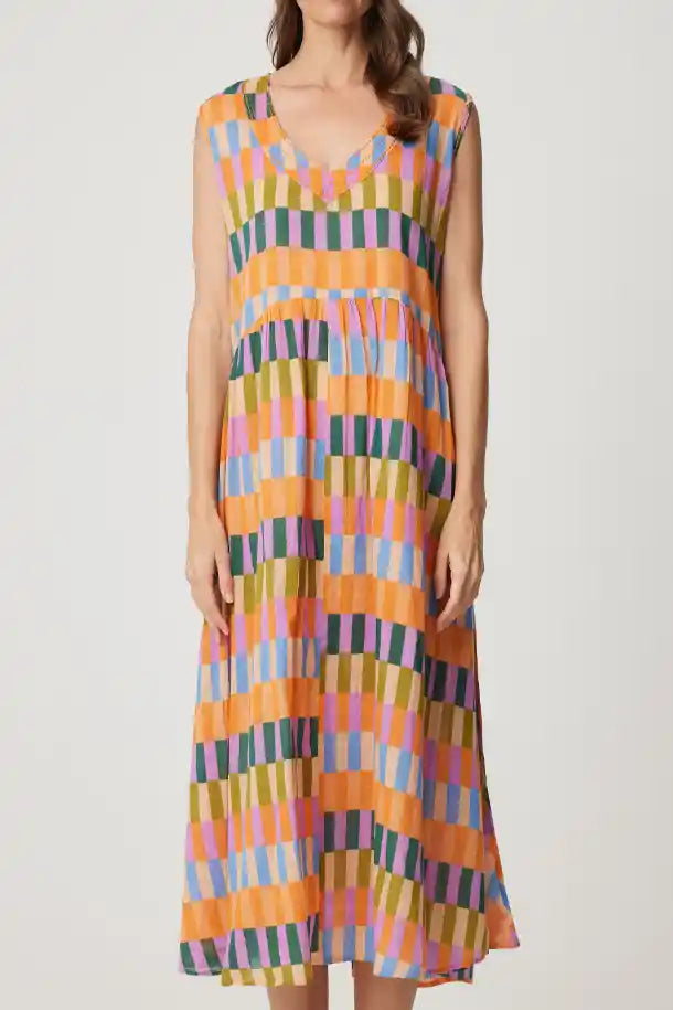 CAKE Savita Dress in Rainbow Block