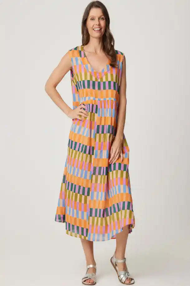 CAKE Savita Dress in Rainbow Block