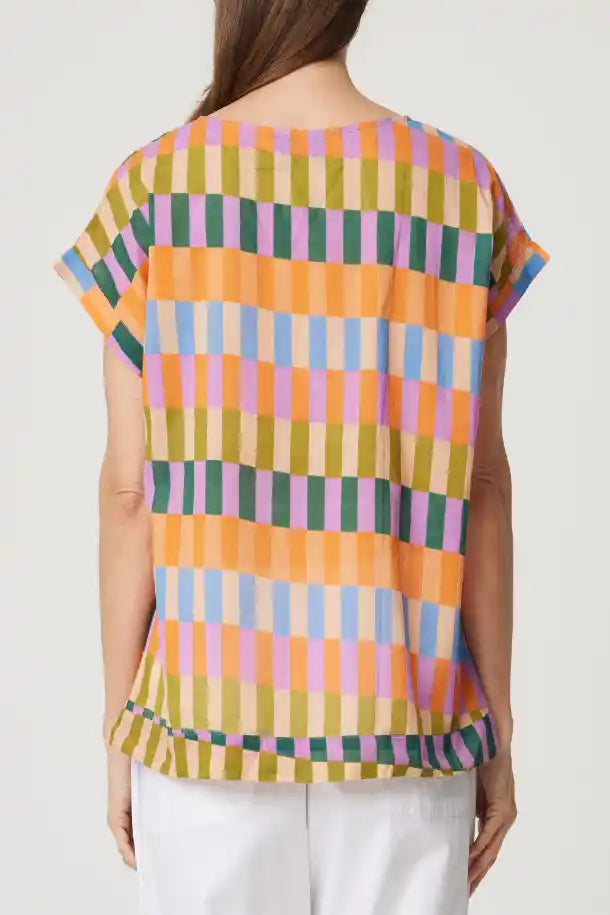 CAKE Vicky Round Neck Tee in Rainbow Block