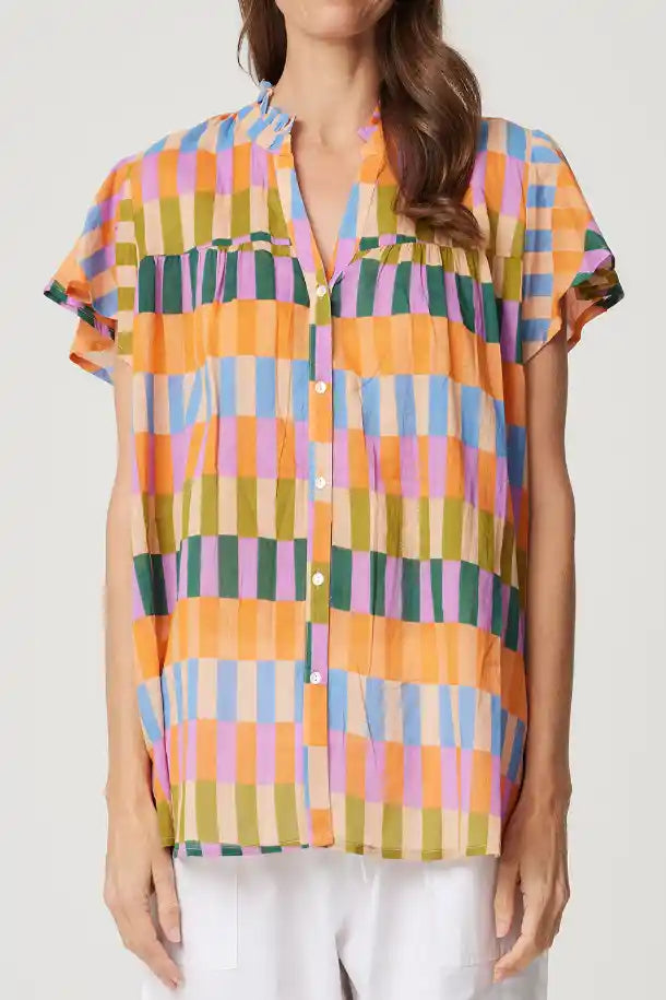 CAKE Jess Top in Rainbow Block