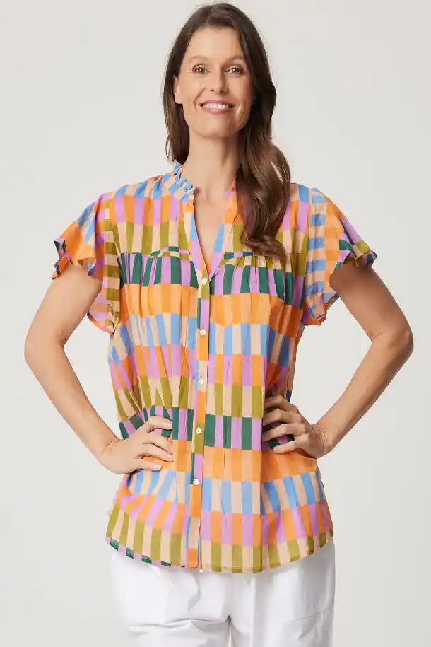 CAKE Jess Top in Rainbow Block