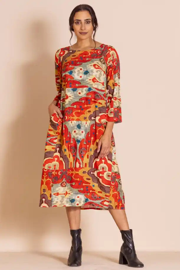 Megan Salmon Carpet Romance Dress in Autumn Tones