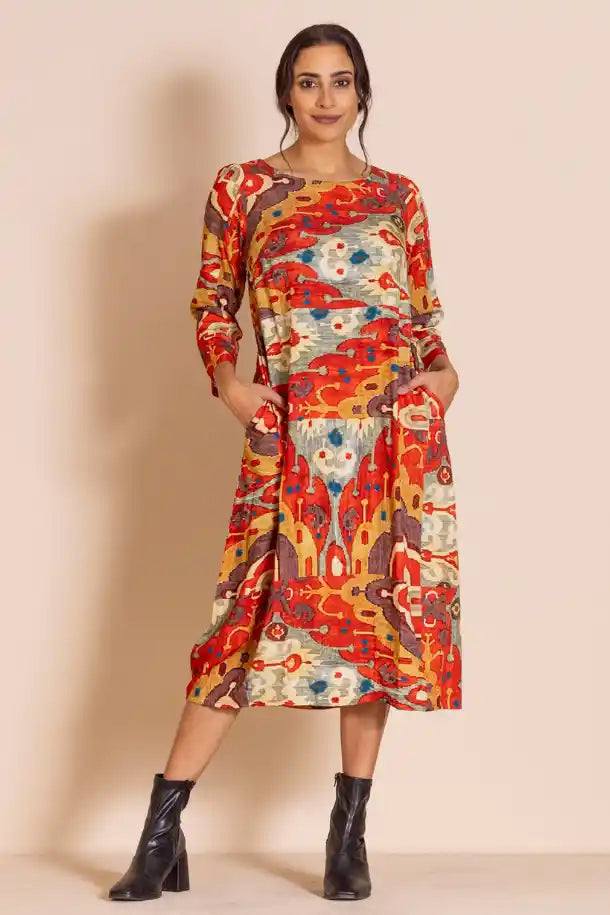 Megan Salmon Carpet Romance Dress in Autumn Tones