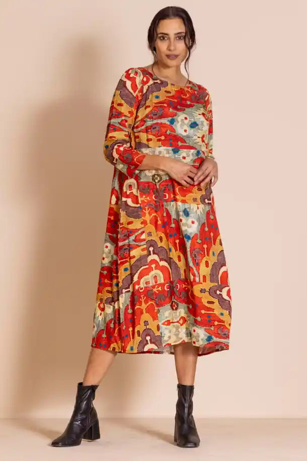 Megan Salmon Carpet Romance Dress in Autumn Tones