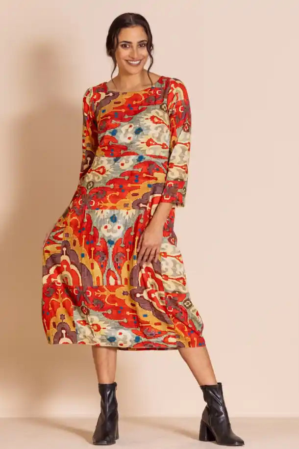 Megan Salmon Carpet Romance Dress in Autumn Tones