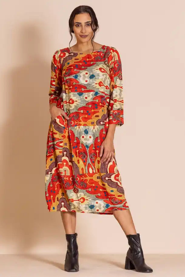 Megan Salmon Carpet Romance Dress in Autumn Tones