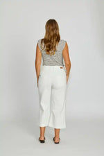 New London Jeans Dorset Culotte Leg Cropped Jean in Washed White