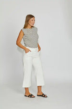 New London Jeans Dorset Culotte Leg Cropped Jean in Washed White