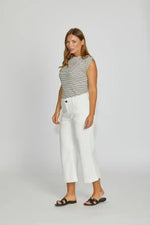 New London Jeans Dorset Culotte Leg Cropped Jean in Washed White