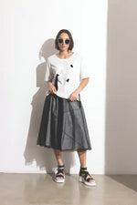 Blacklist Dallas Top in White with Black Trim