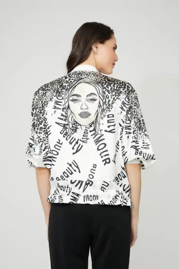 Frank Lyman Cheetah Print Bomber Jacket