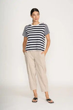 FOIL Stripe Hype Tee in Navy and White Stripes