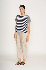 FOIL Stripe Hype Tee in Navy and White Stripes