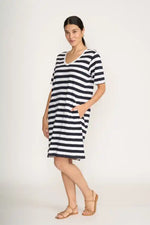 FOIL V’s So Fine Dress in Navy and White Stripe