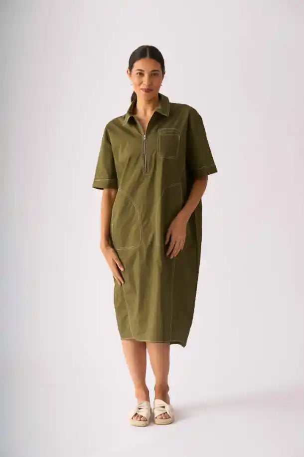 FOIL Are You Thready Dress in Olive