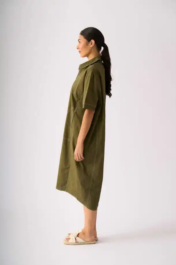 FOIL Are You Thready Dress in Olive