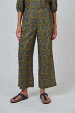 Naturals Motif Linen Pants in Olive Green, Mustard and Royal Blue