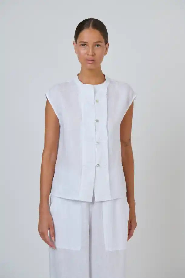 Naturals Linen Top in White