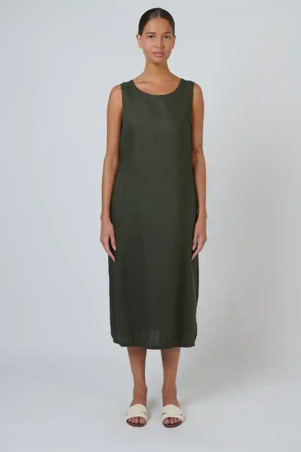 Naturals Topiary Linen Dress in Olive