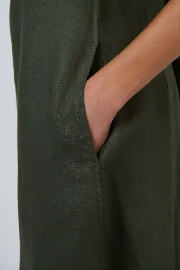 Naturals Topiary Linen Dress in Olive