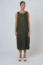 Naturals Topiary Linen Dress in Olive