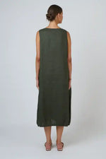 Naturals Topiary Linen Dress in Olive