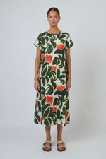 Naturals Tuileries Linen Dress in Cream, Orange and Khaki