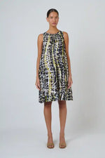 Naturals Lichen Linen Dress in Olive, Black, Blues and Cream