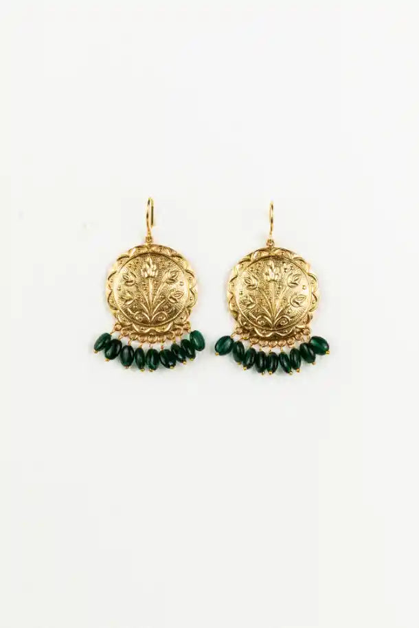 Holiday Sethi Earrings in Green and Gold Onyx